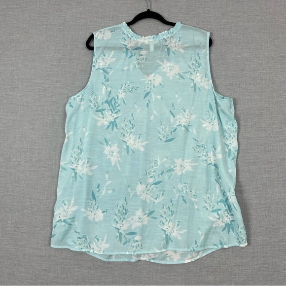 Como Blu Sleeveless V Neck Floral Top Light Blue Sz 2X - Picture 2 of 6